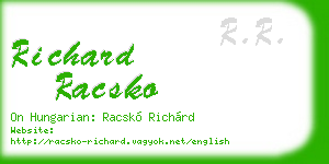 richard racsko business card